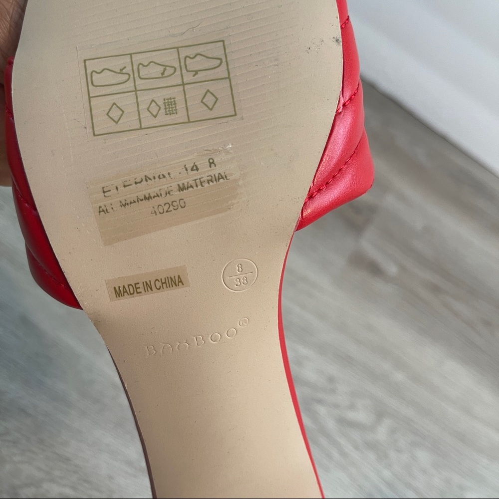 Bamboo | Red Vegan Leather Slides Sz 8 - Picture 7 of 8